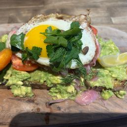 smashed avocado tartine (there's 2 pieces!) smashed avocado tartine (there's 2 pieces!)