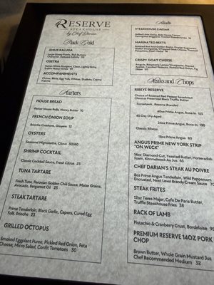 Menu photo 3 Reserve Steakhouse Buffalo, NY Menu photo 3 Reserve Steakhouse Buffalo, NY