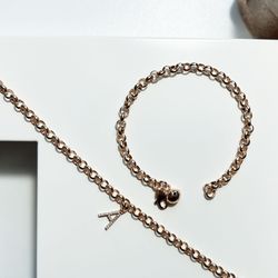 Sunshine Jewelry - Rolo Links Bracelet with diamond A charm. Coming soon!