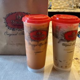 Thai tea 30% sweet, assam milk tea with konjac pearls 70% sweet