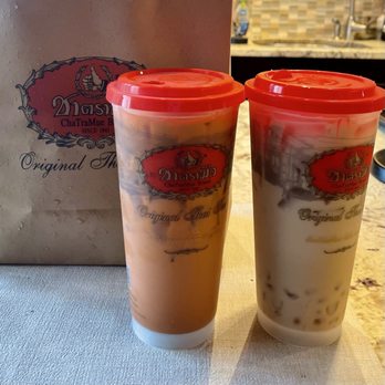 ChaTraMue - Thai tea 30% sweet, assam milk tea with konjac pearls 70% sweet - Tea Rooms Near Me - Chicago, Illinois