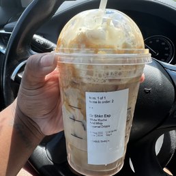 Grande shaken expresso, white mocha with classic, caramel drizzle and whip. Grande shaken expresso, white mocha with classic, caramel drizzle and whip.