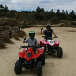 We practiced in the parking lot first and then went on the trails