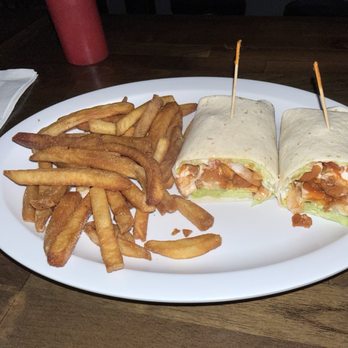 Mel's Place - Buffalo chicken wrap with fries. - Dive Bars Near Me - Virginia Beach, Virginia