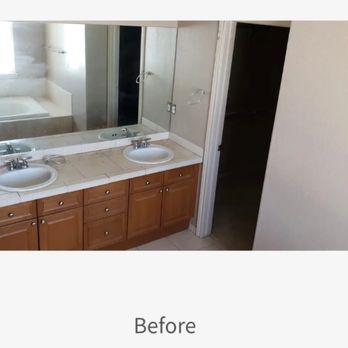Ross Renovations - Master bathroom vanity before - General Contractors Near Me