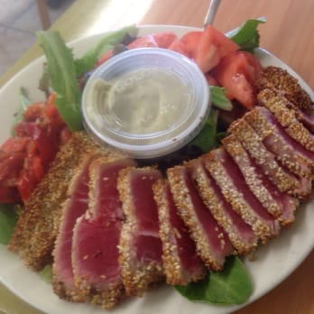 Filomena’s - Sesame crusted tuna with tomatoes and peppers on mixed greens. $8.95. Seriously. - Breakfast & Brunch Near Me - Secaucus, New Jersey