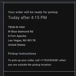 Email confirmation with non working phone number. Don't try and order pick up unless you confirm on your own where they are. Email confirmation with non working phone number. Don't try and order pick up unless you confirm on your own where they are.