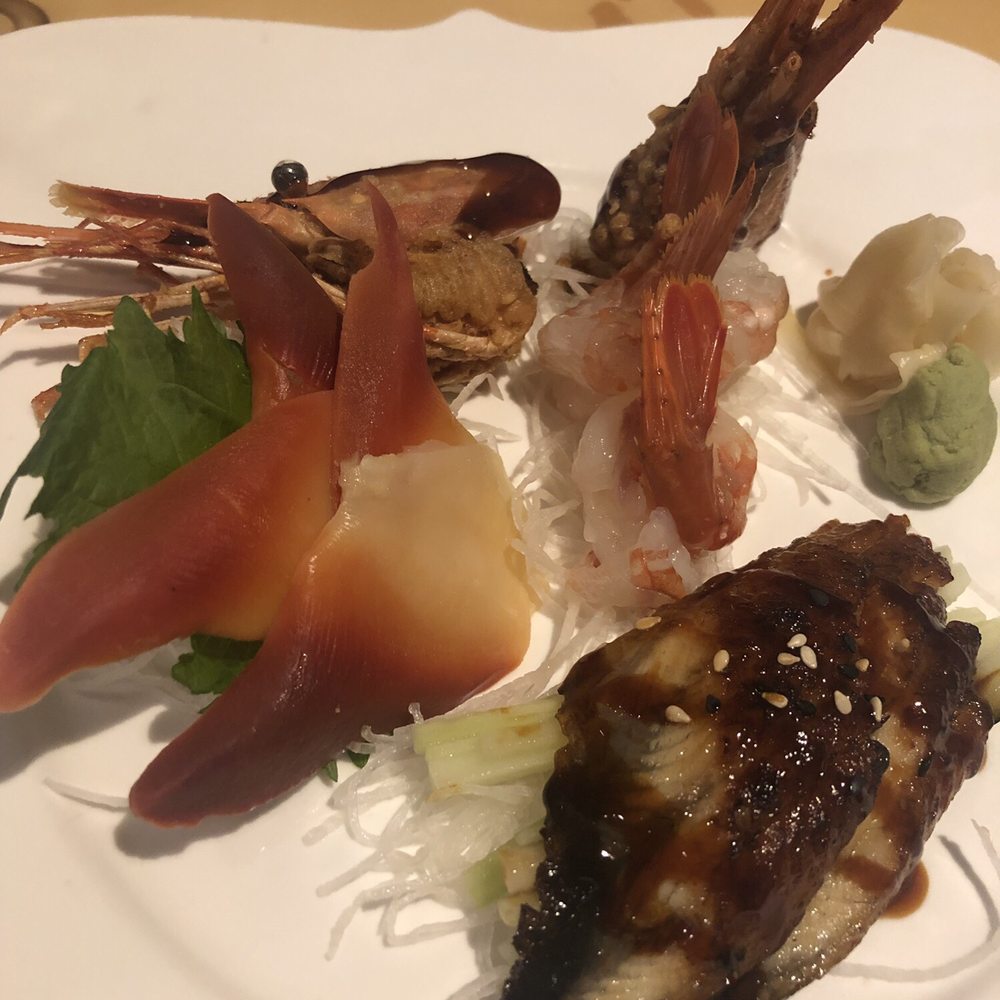 Fuji Grill - Sweet shrimp (top), Surf clam (left), unagi (bottom) - Japanese Near Me - Buffalo, New York