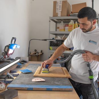 Cabinet Refinishing Specialist - Prepping doors prior to painting. One of the most important steps to ensure a perfect finish. - Refinishing Services Near Me - Burbank, California Cabinet Refinishing Specialist - Prepping doors prior to painting. One of the most important steps to ensure a perfect finish. - Refinishing Services Near Me - Burbank, California