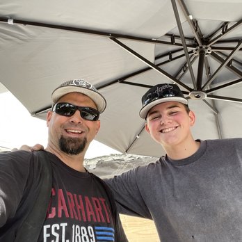 Belanger & Son Plastering - My son and me on the job ready to work. - Stucco Services Near Me