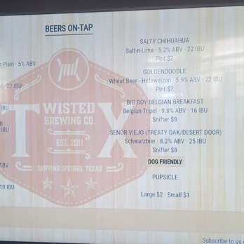 Twisted X Brewing Company - Menu board - Food Trucks Near Me - Dripping Springs, Texas Twisted X Brewing Company - Menu board - Food Trucks Near Me - Dripping Springs, Texas