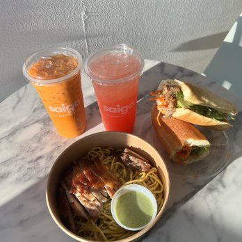 Saiga Vietnamese Eatery - Garlic Noodles with Vietnamese BBQ Chicken - Vietnamese Near Me - Irvine, California