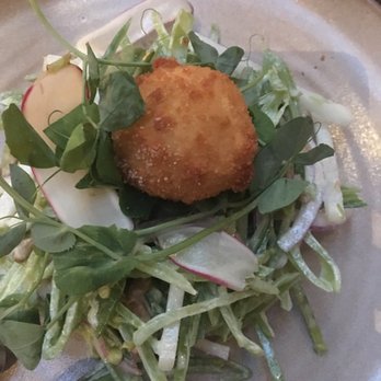 Spoon and Stable - Snap pea salad with crispy pheasant egg - New American Near Me - Minneapolis, Minnesota Spoon and Stable - Snap pea salad with crispy pheasant egg - New American Near Me - Minneapolis, Minnesota