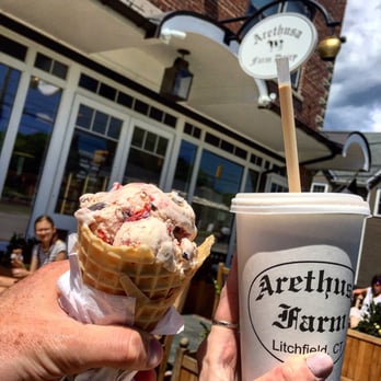 Arethusa Farm Dairy - That spectacular coffee milkshake and a scoop of sour cherry ice cream in a waffle cone. Absolute perfection in every way. - Ice Cream & Frozen Yogurt Near Me - Bantam, Connecticut Arethusa Farm Dairy - That spectacular coffee milkshake and a scoop of sour cherry ice cream in a waffle cone. Absolute perfection in every way. - Ice Cream & Frozen Yogurt Near Me - Bantam, Connecticut