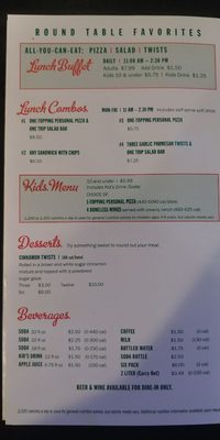 Menu photo 2 Round Table Pizza Marina, CA
