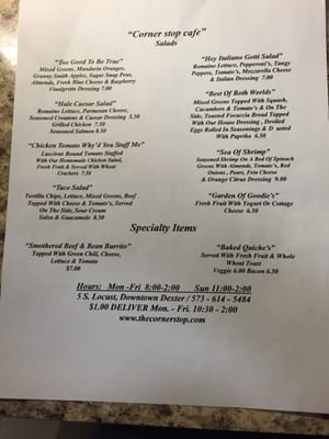 Menu photo 2 Corner Stop Cafe Dexter, MO Menu photo 2 Corner Stop Cafe Dexter, MO