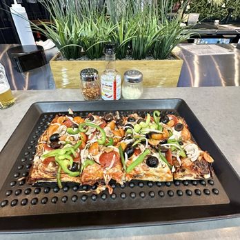 Bill and Bali's - Veggie pizza w added pepperoni.  The bartender wasn't sure she could add on items - but she made it work. - Beer Bar Near Me - Walnut Creek, California