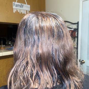 American Beauty College - Went in with brown hair just asked to slightly lighten not whatever this is - Cosmetology Schools Near Me - Palmdale, California