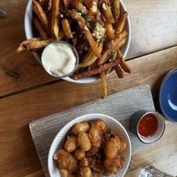 Duck fat fries, fried cheese curds Duck fat fries, fried cheese curds