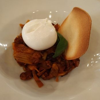 Erba Matta - Caponata (Sicilian dish with eggplant, celery, capers and vinegar) with burrata - Pizza Near Me - Cusago, Michigan