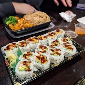 Shinko Grill - Sweet potato tempura roll at top, ro roll at bottom. - Sushi Bars Near Me - High Point, North Carolina Shinko Grill - Sweet potato tempura roll at top, ro roll at bottom. - Sushi Bars Near Me - High Point, North Carolina