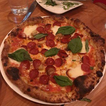 Nook - Margherita pizza with pepperoni and roasted garlic added - Pizza Near Me - Vancouver, British Columbia