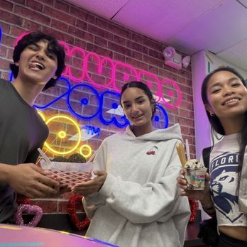ChurroWorld Co - Posing with our orders. (Churro bites, churro cup, and plain churros! - Desserts Near Me - Pembroke Pines, Florida