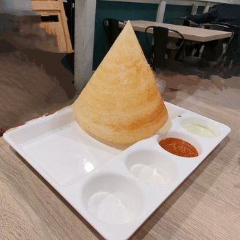Honest - Plain Dosa (Crisp Dosa formed like a cap). Chutney's & Sambar on the side were not that great - Indian Near Me - Norwood, Massachusetts