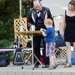 Dr. Delusions Illusions Comedy Magic Show - Having fun with a youngster from the audience.