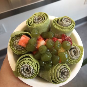 STEEP Creamery & Tea - 05.08.18 matchapolis (sesame and matcha rolled ice cream, topped with strawberry and matcha boba) - Ice Cream & Frozen Yogurt Near Me - San Francisco, California STEEP Creamery & Tea - 05.08.18 matchapolis (sesame and matcha rolled ice cream, topped with strawberry and matcha boba) - Ice Cream & Frozen Yogurt Near Me - San Francisco, California