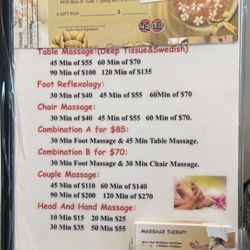 Massage Therapy - Updated prices as of January 2022.