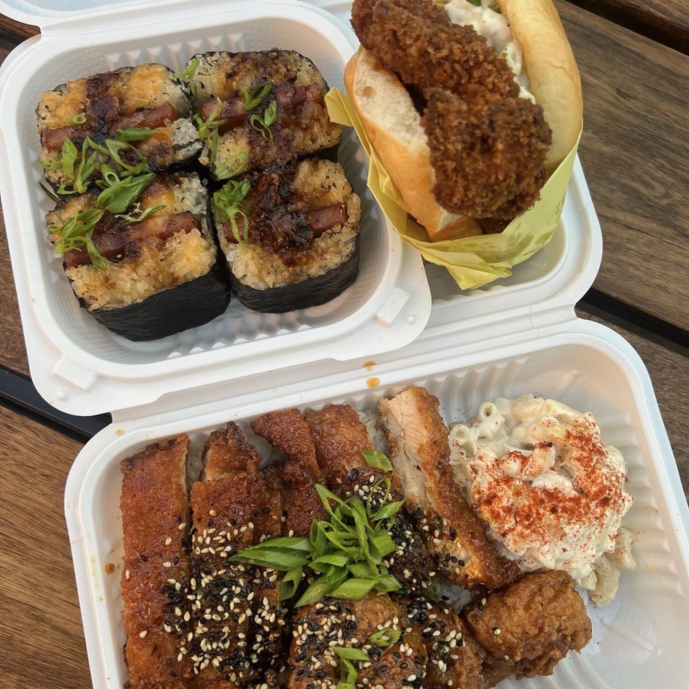 Shootz - Kimchi Butter Katsu Chicken 4 Pc Spam Brulee Mixed Plate - Hawaiian Near Me - Stanton, California Shootz - Kimchi Butter Katsu Chicken 4 Pc Spam Brulee Mixed Plate - Hawaiian Near Me - Stanton, California