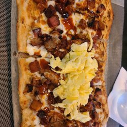 Lattitude Restaurant - Breakfast pizza!! (I asked for scrambled; normally sunny side up)