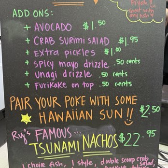 Ry's Poke Shack - Menu - Hawaiian Near Me - Pasadena, California