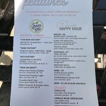 The Green Well - Features, happy hour, and dessert - New American Near Me - Grand Rapids, Michigan