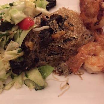 Pacific Catch - soy glazed shrimp with cucumber salad and bacon mushroom glass noodles - Seafood Near Me - San Mateo, California Pacific Catch - soy glazed shrimp with cucumber salad and bacon mushroom glass noodles - Seafood Near Me - San Mateo, California