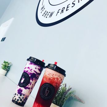 Brew Cha - Cold Ube Taro Latte & Cold Diamond Blueberry Black Tea - Bubble Tea Near Me - San Francisco, California