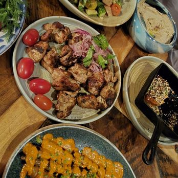 Maydan - Second course (grilled spicy carrots, chicken kebabs, salad) - Moroccan Near Me - Washington, DC, District of Columbia