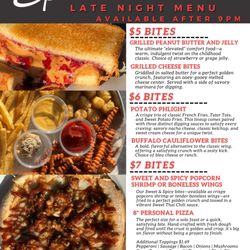 Splitz Bar & Grill - Late night menu available every day after 9 PM