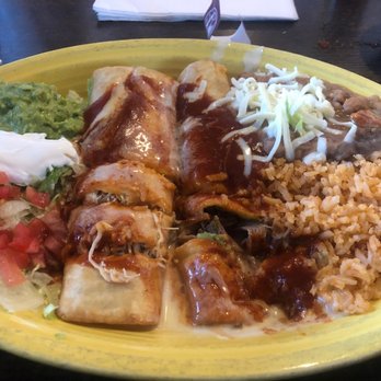 La Cabaña - Chicken and beef chimichangas. - Mexican Near Me - Valparaiso, Indiana