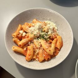 Gluten-free Rigatoni ingredients, red sauce, Parmesan chive