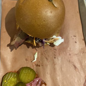 Hickory & Spice - $18 brisket sandwich, doesn't come with any sides , and no sauce. - Barbeque Near Me - Orange, California Hickory & Spice - $18 brisket sandwich, doesn't come with any sides , and no sauce. - Barbeque Near Me - Orange, California