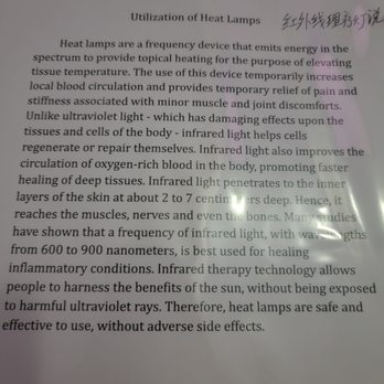Dd Bodyworks - Literature re: Heat Lamp Therapy - Massage Near Me - Las Vegas, Nevada