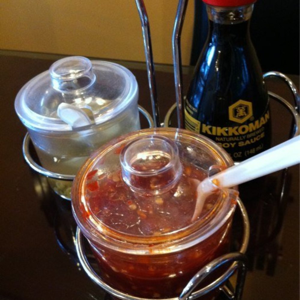 Hakka Wok - Proper accoutrements. Sambal oelek, chilies in vinegar, soy sauce - Chinese Near Me - Schaumburg, Illinois Hakka Wok - Proper accoutrements. Sambal oelek, chilies in vinegar, soy sauce - Chinese Near Me - Schaumburg, Illinois