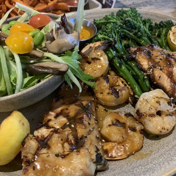 Pacific Catch - Mixed Grill For Two with salad, broccolini, sweet potato fries - Seafood Near Me - Mountain View, California