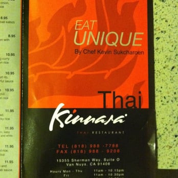 Kinnara Thai - Menu p.1 - Thai Near Me - Van Nuys, California
