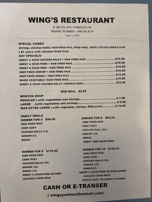 Menu photo 2 Wing's Restaurant Yorkton, SK Menu photo 2 Wing's Restaurant Yorkton, SK