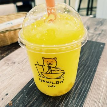 Bowlba Cafe - Mango slushie with mango popping balls - Thai Near Me - Raleigh, North Carolina