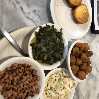 Angela's Cafe - Vegetable plate- fried okra, black eyed peas, turnip greens, cole slaw and corn bread. - Breakfast & Brunch Near Me - Dallas, Texas Angela's Cafe - Vegetable plate- fried okra, black eyed peas, turnip greens, cole slaw and corn bread. - Breakfast & Brunch Near Me - Dallas, Texas