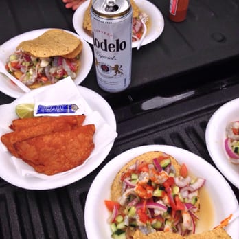 Mariscos La Isla - Tostada ceviche de Camaron, empanadas de Camaron & I got the modelo @ the liquor - Seafood Near Me - Los Angeles, California Mariscos La Isla - Tostada ceviche de Camaron, empanadas de Camaron & I got the modelo @ the liquor - Seafood Near Me - Los Angeles, California